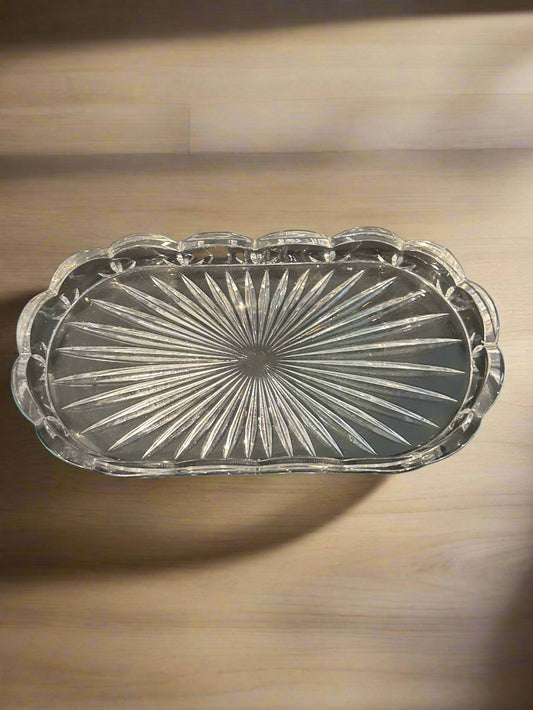 Bohemian Czech Royal Limited Lead Crystal Glass Tray 9.25" x 5"