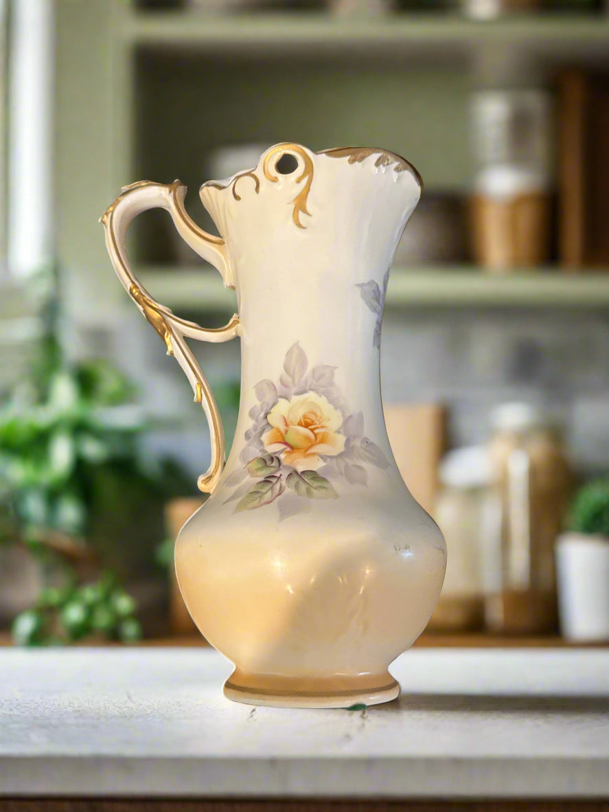 Large Pitcher Marked Ardco on Bottom Floral Design 11" Tall