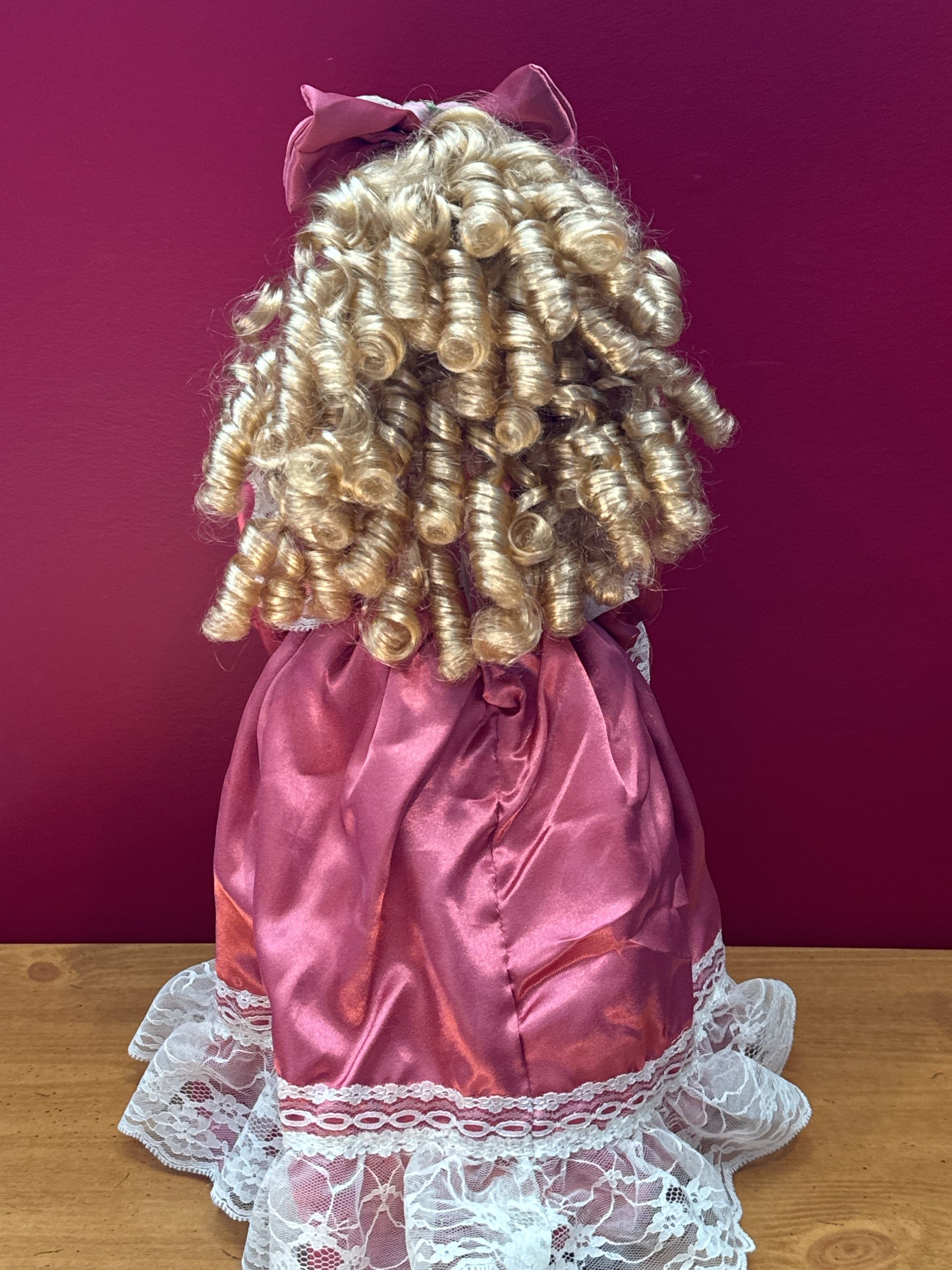 Porcelain Doll Pink Dress Curly Hair by Dan-Dee International Collector's Choice