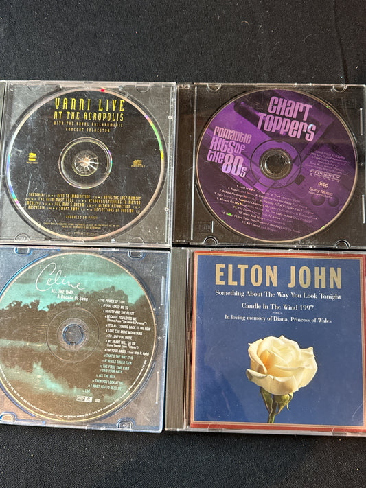 Easy Listening Music 4 CDs Elton John, Kenny G, Celine Dion, Chart Toppers Romantic Hits