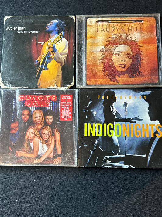Miscellaneous Music 4 CDs Indigo Nights, Coyote Ugly, Lauryn Hill, Wyclef Jean