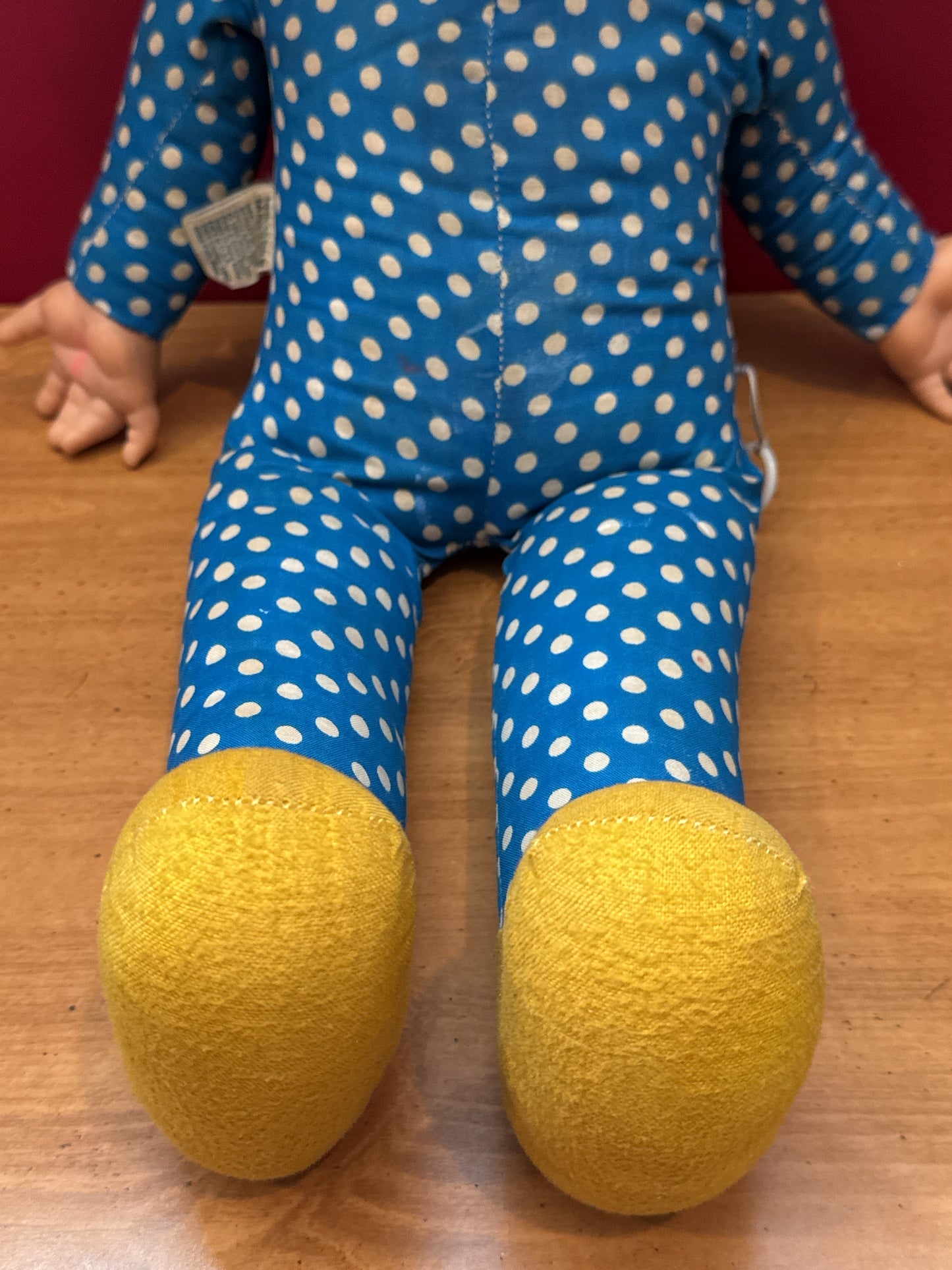 Vintage 1967 Mattel Mrs. Beasley Doll Family Affair Blue Polka Dot Dress 21" Tall