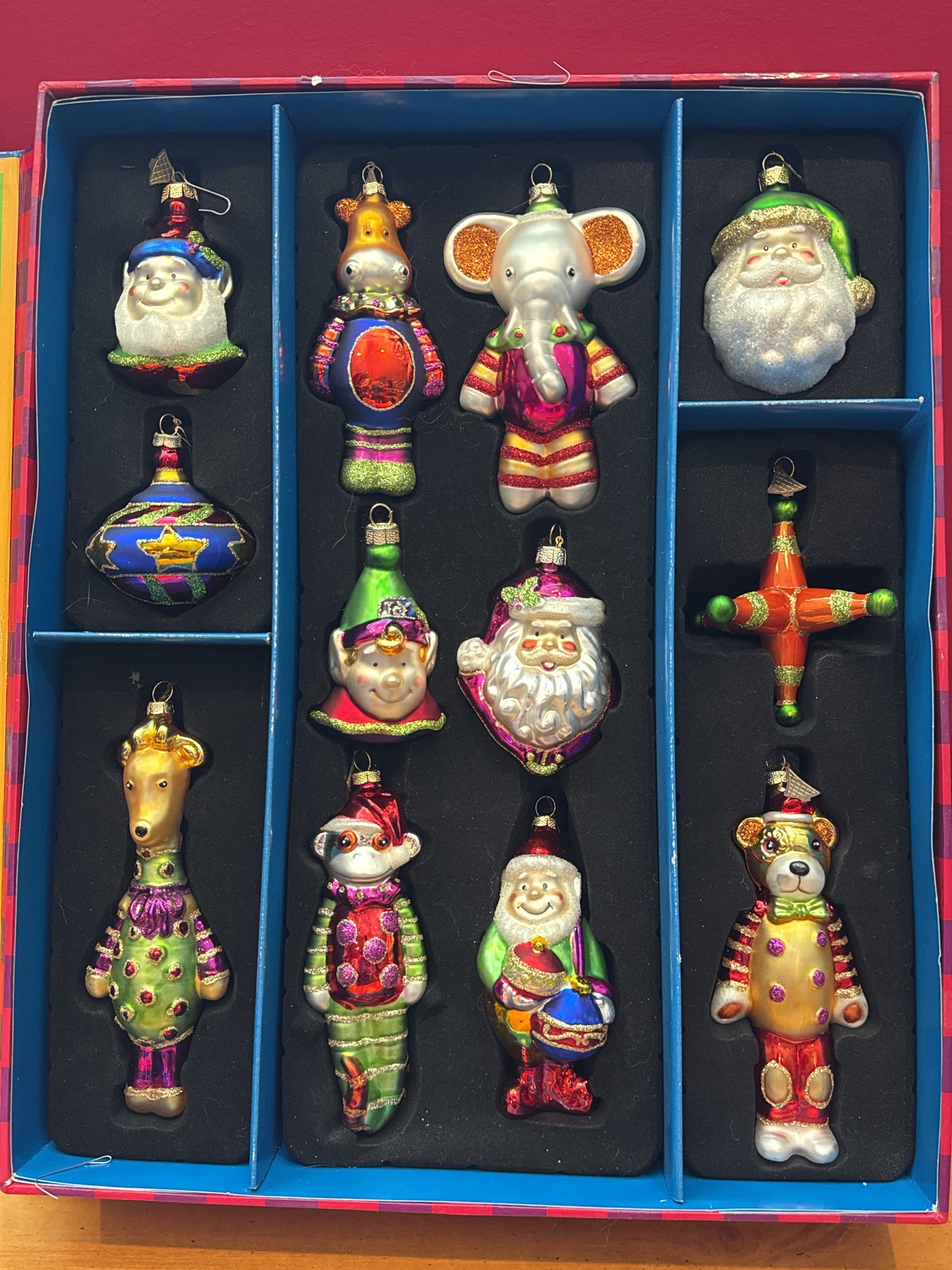 Santa's Kaleidoscope Figural Glass Collectables Christmas Ornaments New in Box