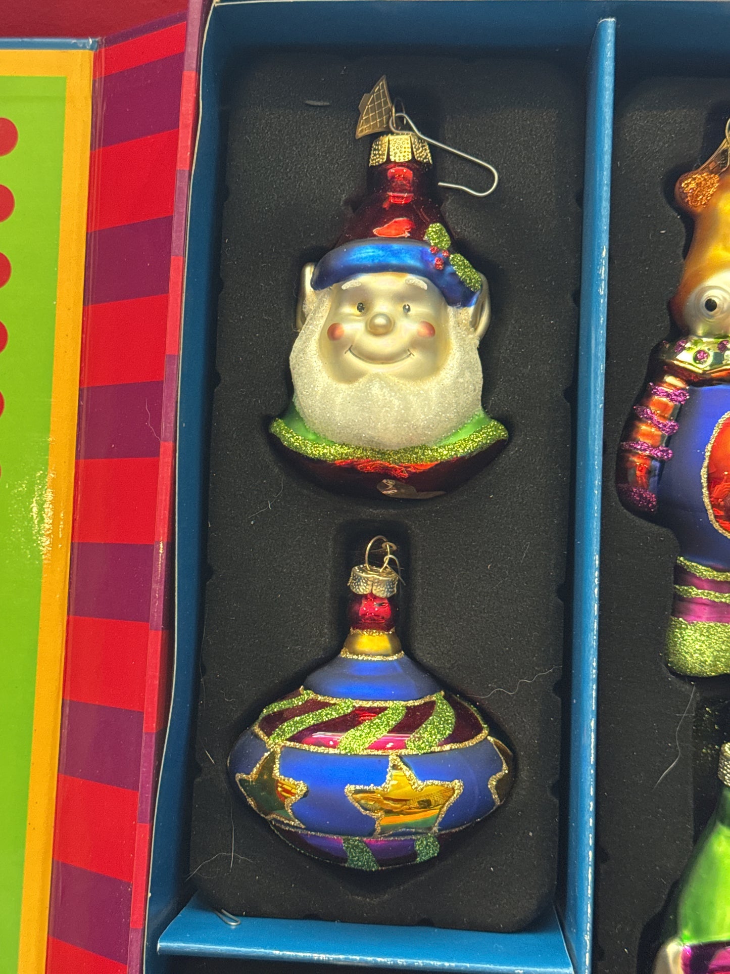 Santa's Kaleidoscope Figural Glass Collectables Christmas Ornaments New in Box