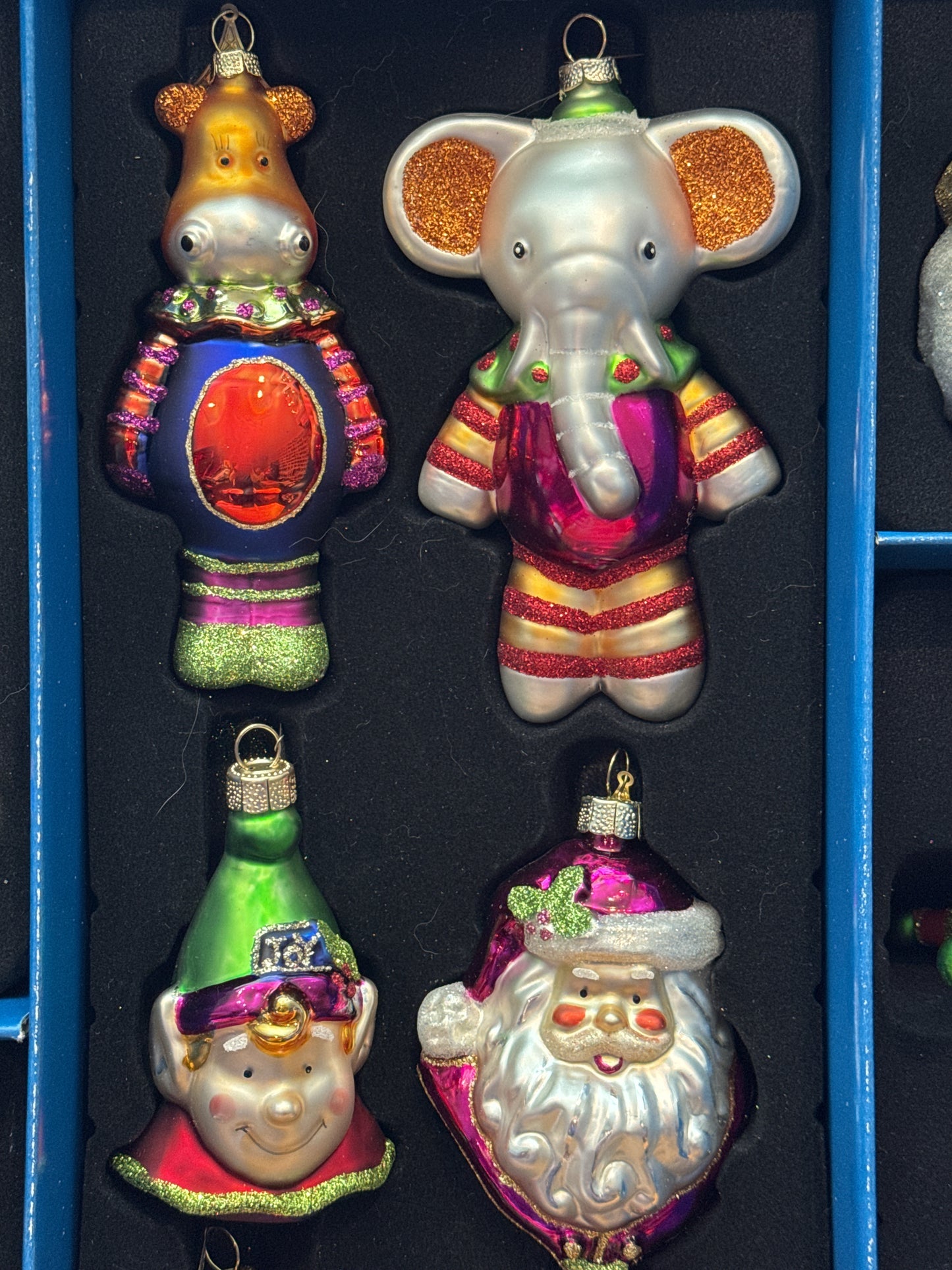 Santa's Kaleidoscope Figural Glass Collectables Christmas Ornaments New in Box