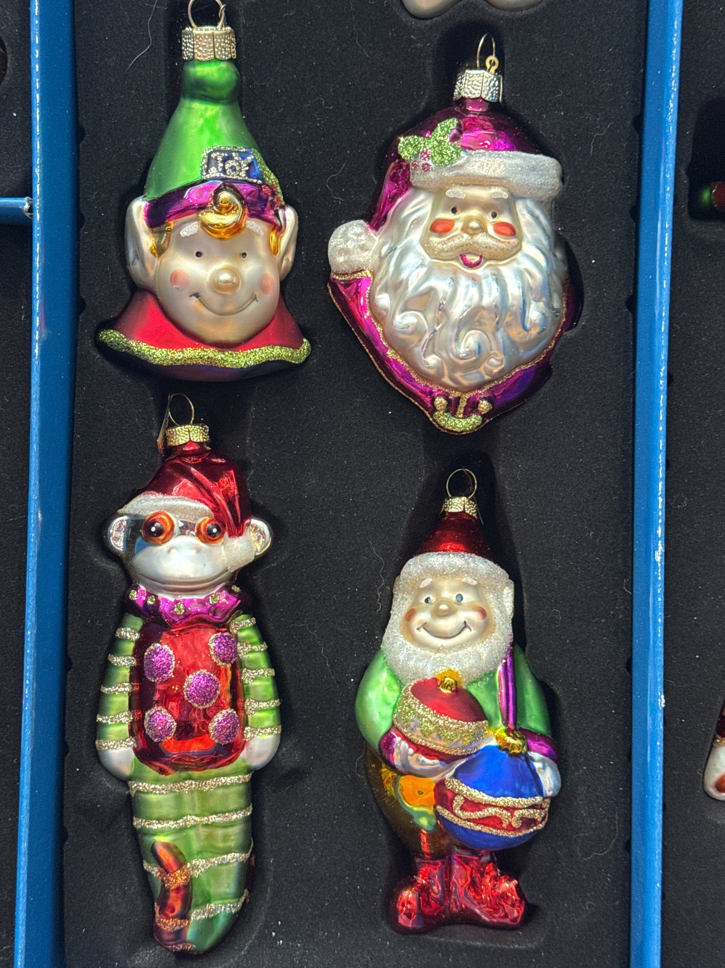 Santa's Kaleidoscope Figural Glass Collectables Christmas Ornaments New in Box