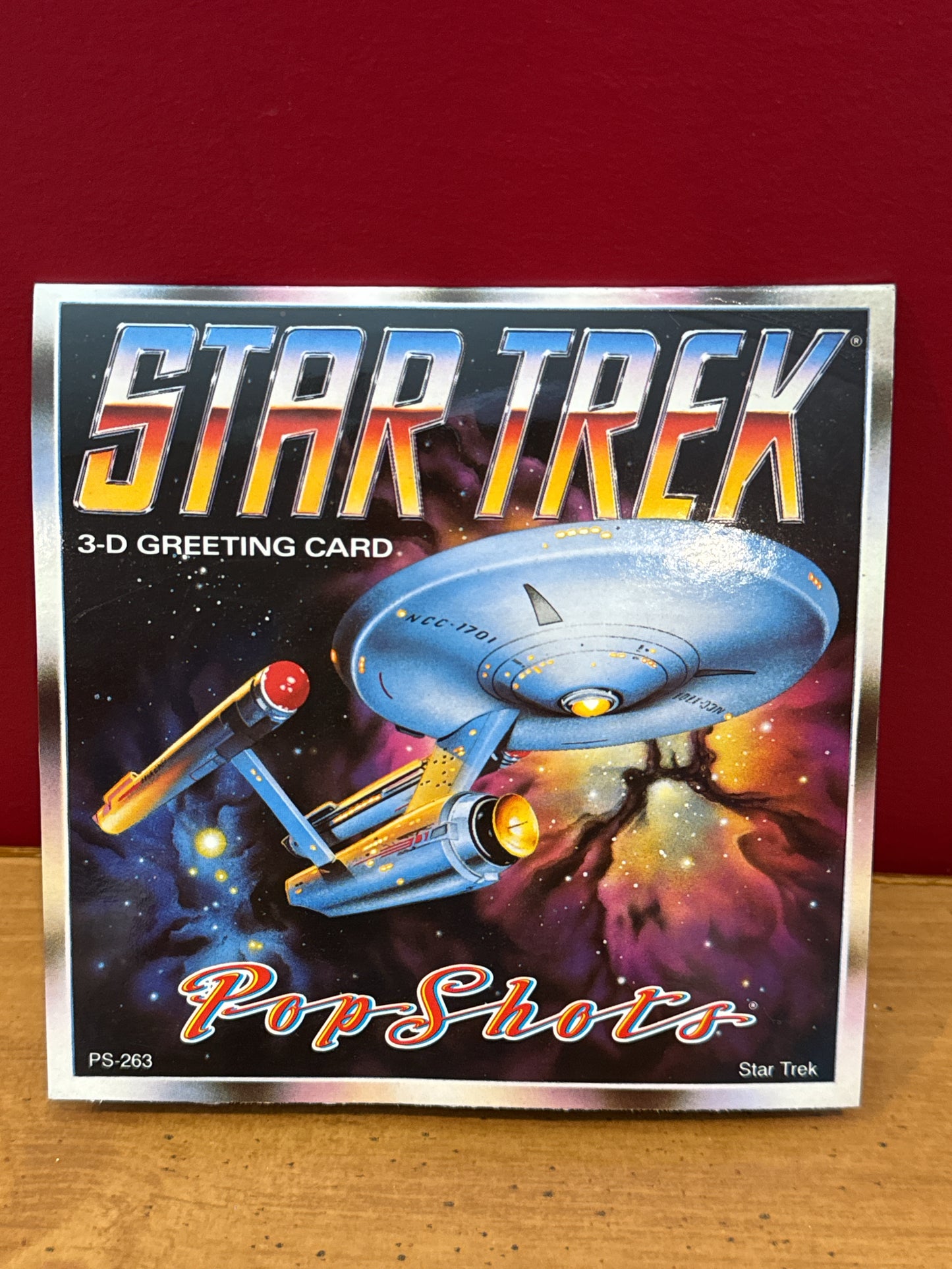 Vintage 1990s Pop Shots Star Trek Pop Up Starship Enterprise 3D Birthday Card Used