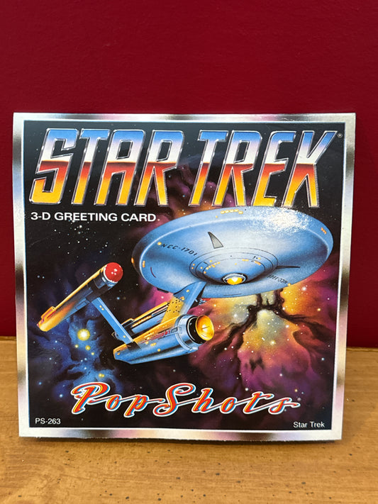 Vintage 1990s Pop Shots Star Trek Pop Up Starship Enterprise 3D Birthday Card Used