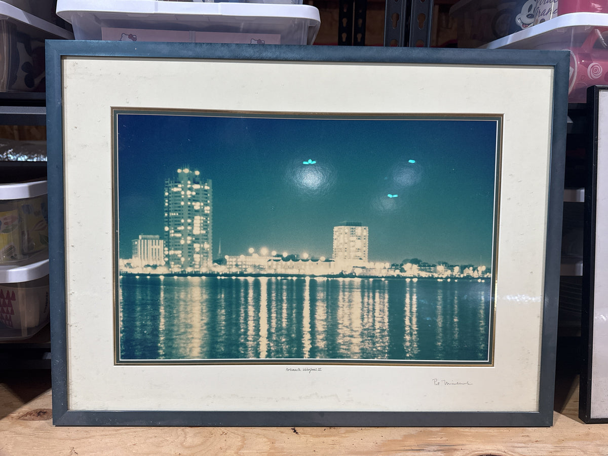 Portsmouth Waterfront II Framed Nighttime Photograph Framed 31.5" x 23"
