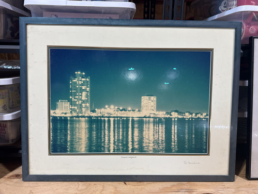 Portsmouth Waterfront II Framed Nighttime Photograph Framed 31.5" x 23"