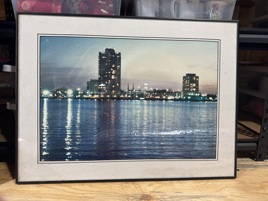Portsmouth Waterfront I Framed Twilight Photograph Framed 29" x 21.5"