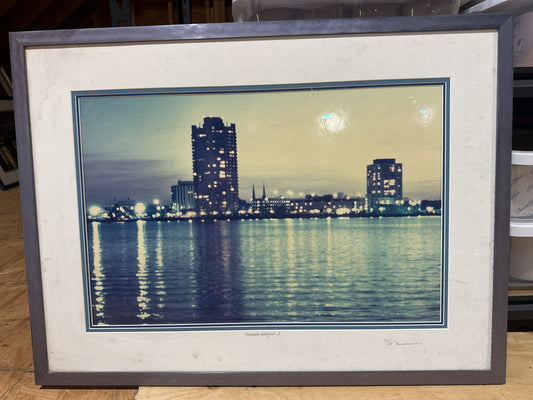 Portsmouth Waterfront I Framed Twilight Photograph Framed size: 31.5" x 23.5"