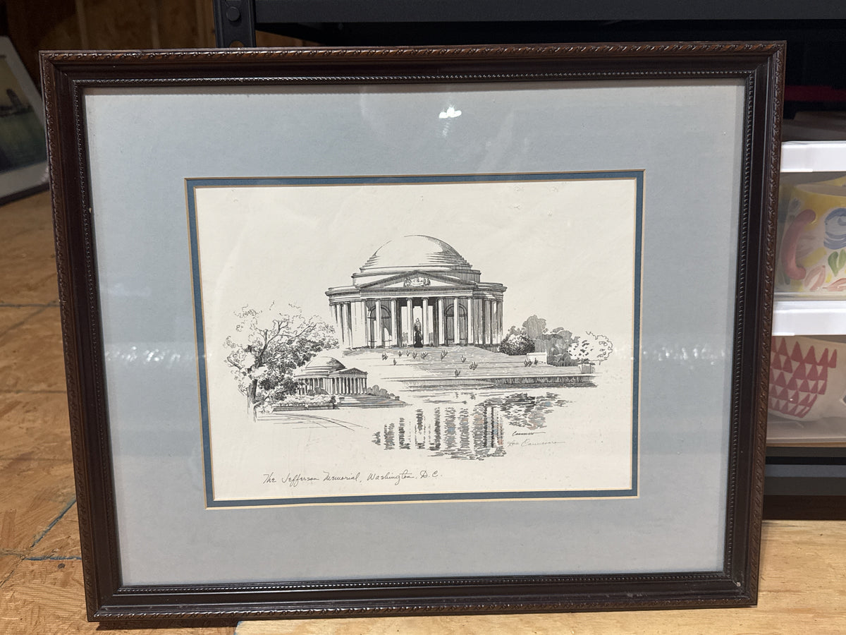 Don Cannavaro Jefferson Memorial Framed Architectural Art Print Frames Size 22" x 18"