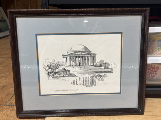 Don Cannavaro Jefferson Memorial Framed Architectural Art Print Frames Size 22" x 18"