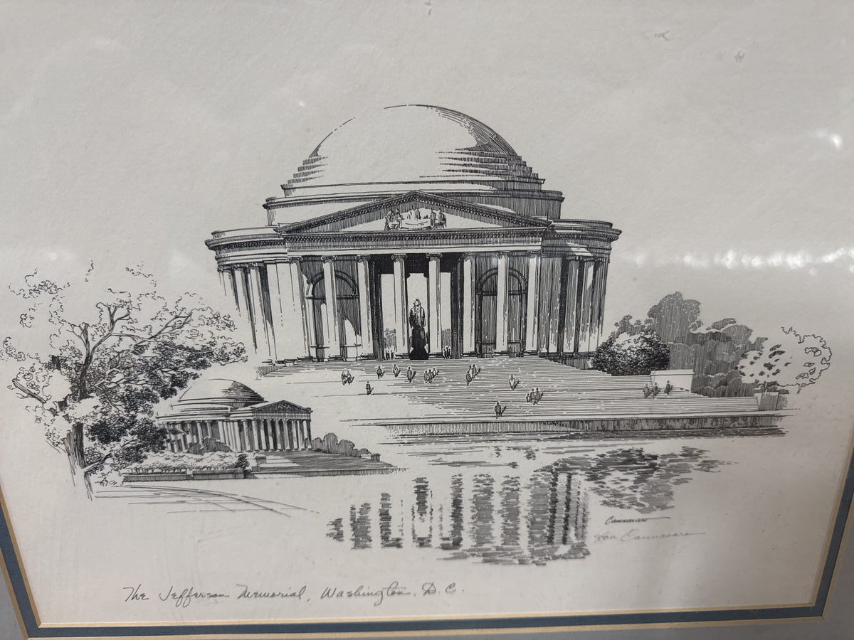 Don Cannavaro Jefferson Memorial Framed Architectural Art Print Frames Size 22" x 18"