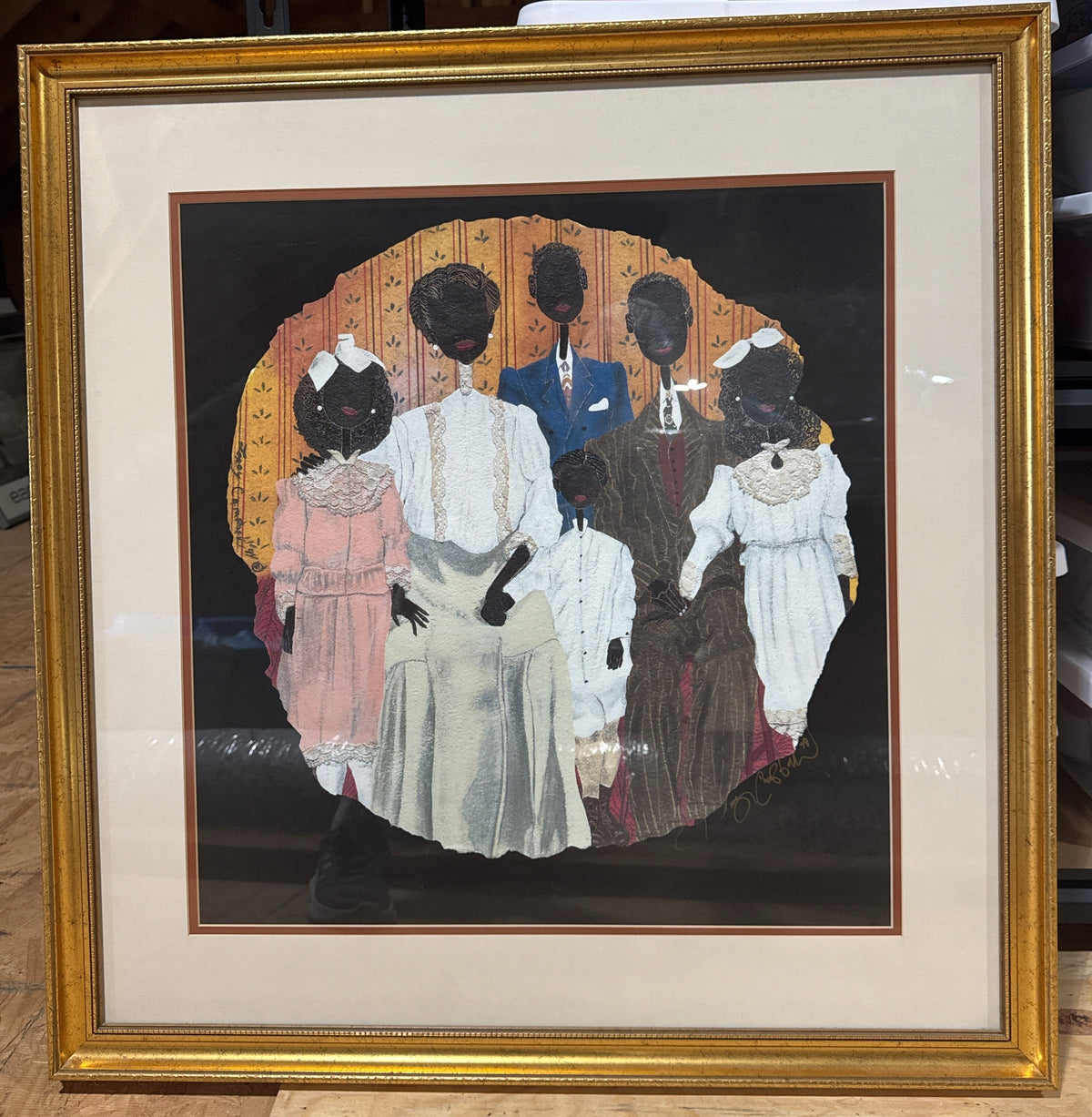 Leroy Campbell “Neckbone People” Series Framed Family Portrait Framed size: 29.5" x 30.5"