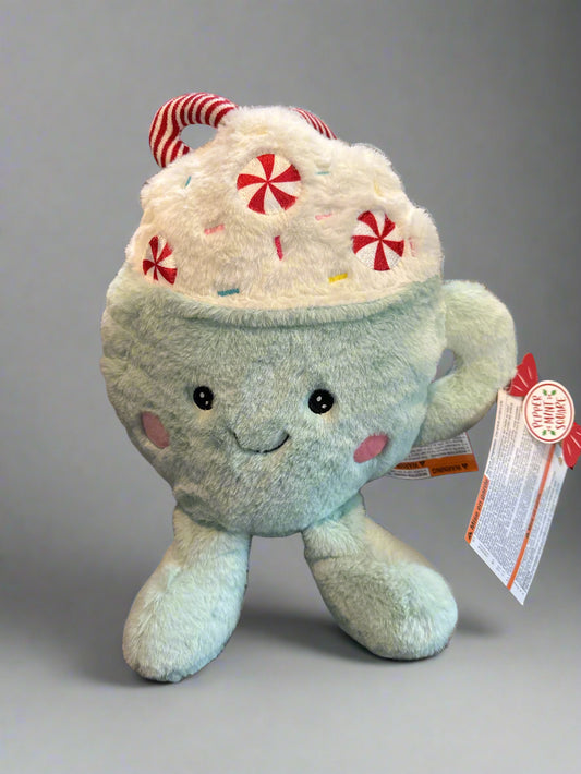 Animated Plush Cocoa Cup Pillow Light Up Christmas Shelf Sitter Peppermint Works New w/ Tags