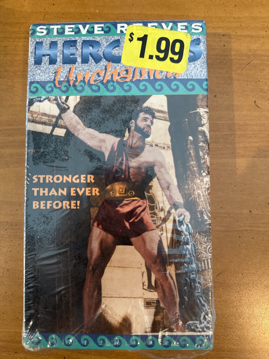 Hercules Unchained VHS Steve Reeves New, Plastic torn, but never used.