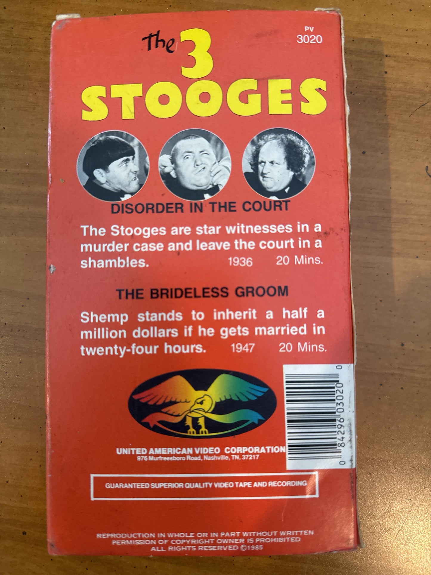 3 Stooges Disorder in the Court Moe Larry Curley VHS Opened Used.