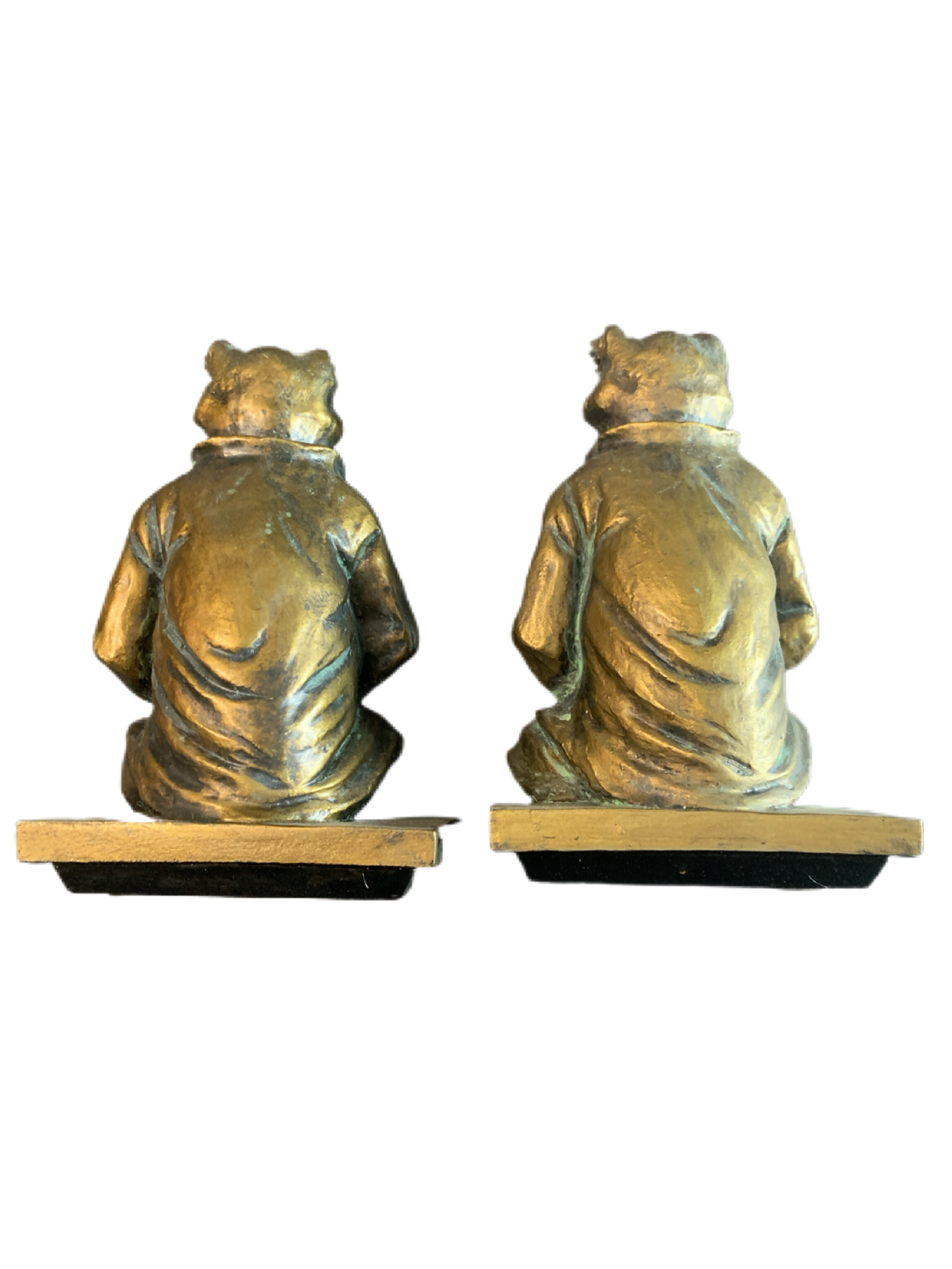 Bookends Frog Zen Meditating Yoga Figurines Faux Bronze