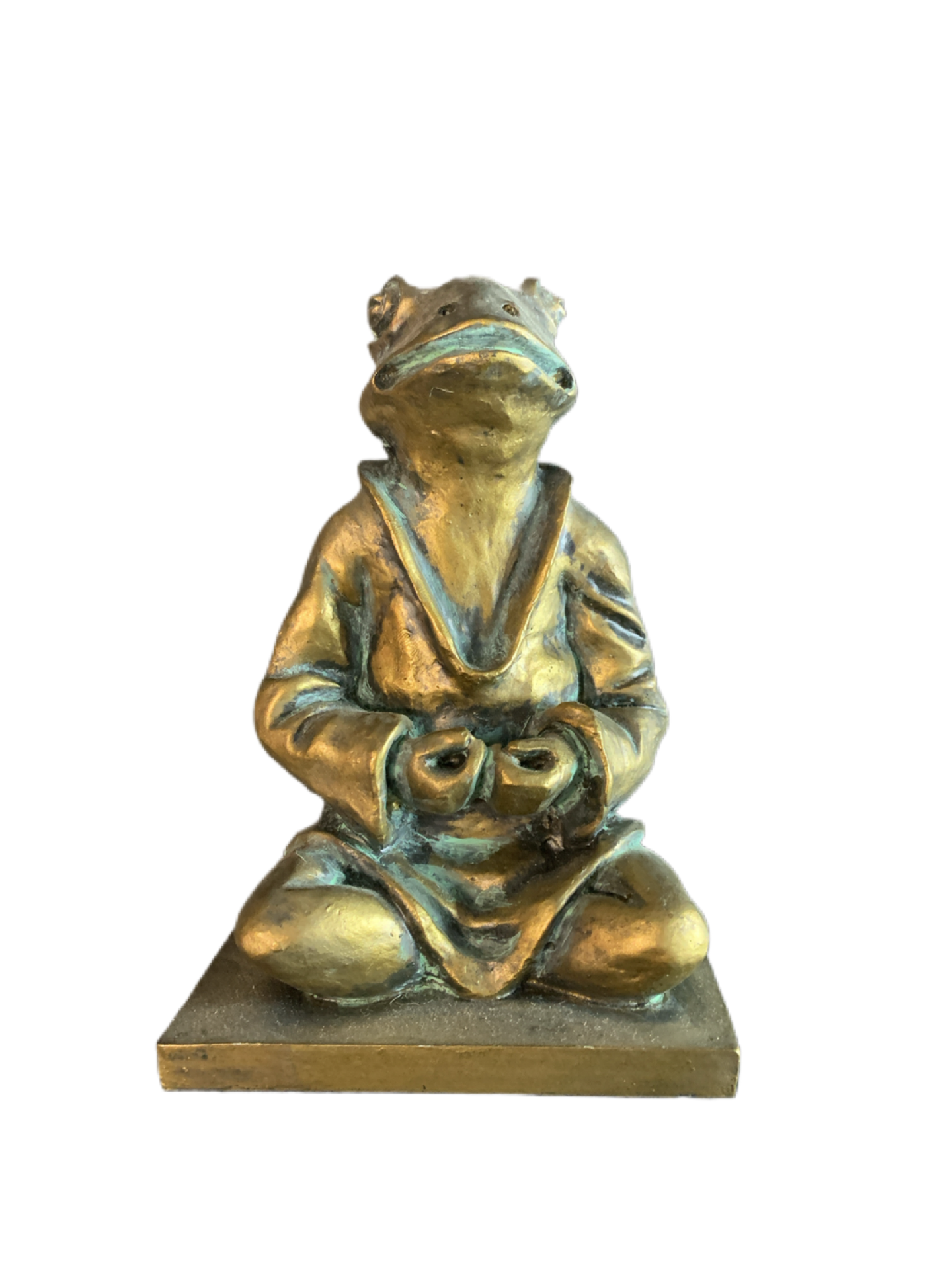 Bookends Frog Zen Meditating Yoga Figurines Faux Bronze