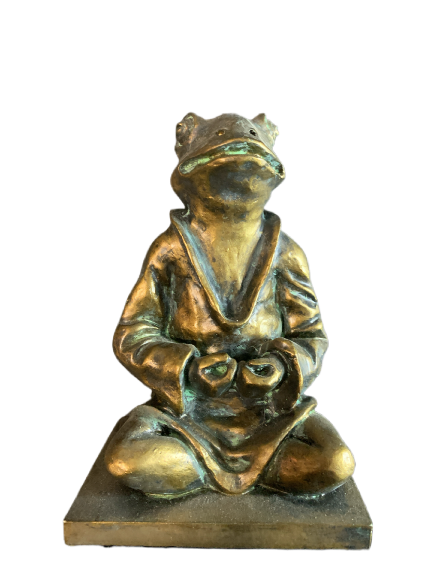 Bookends Frog Zen Meditating Yoga Figurines Faux Bronze