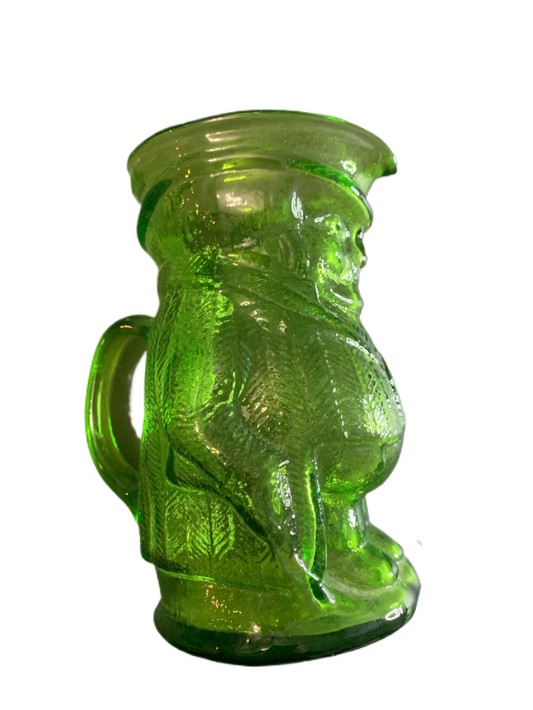 Vintage Kanawha Glass Green Toby Jug 6.5" Pitcher 1960s Figure