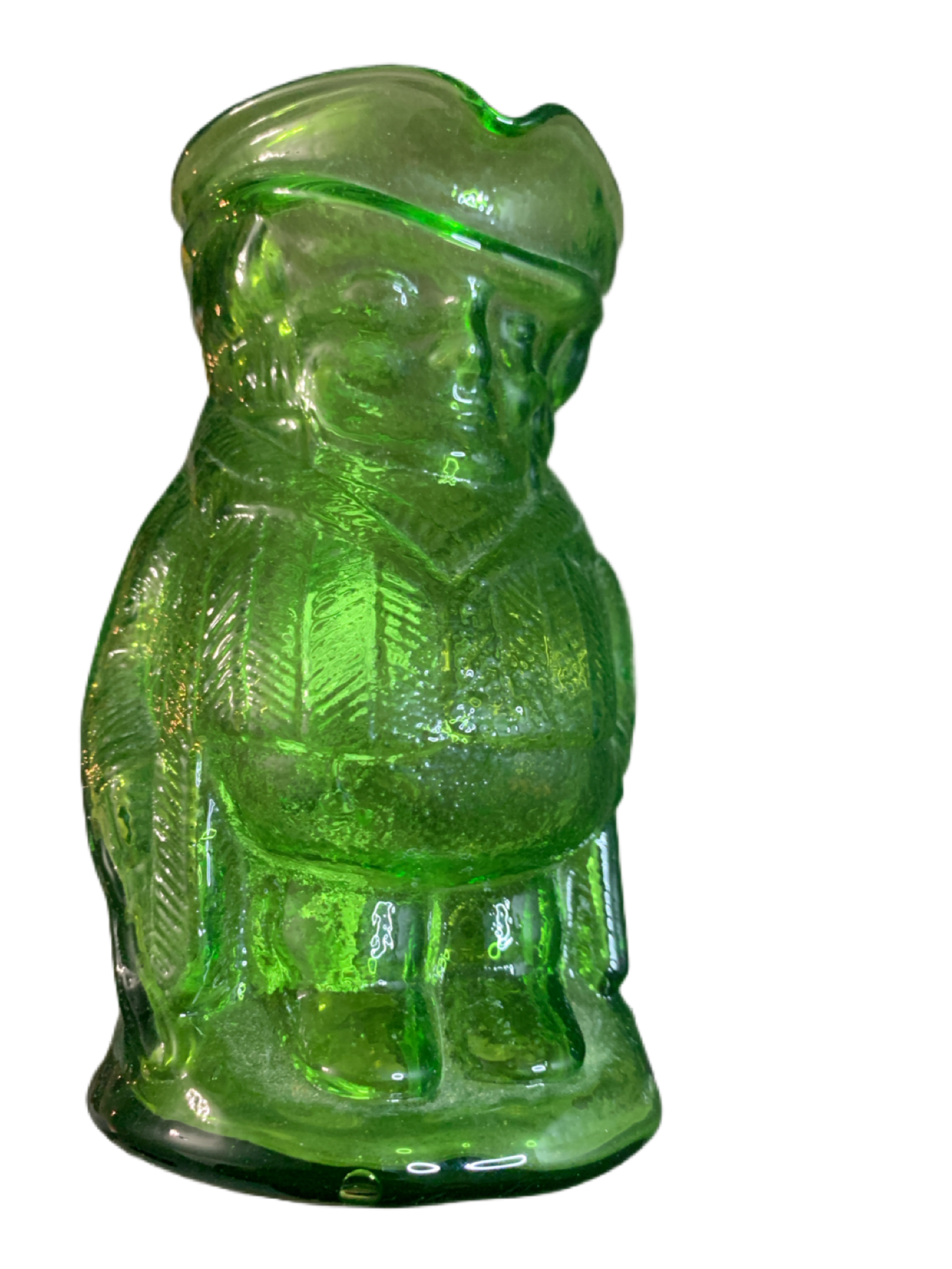 Vintage Kanawha Glass Green Toby Jug 6.5" Pitcher 1960s Figure