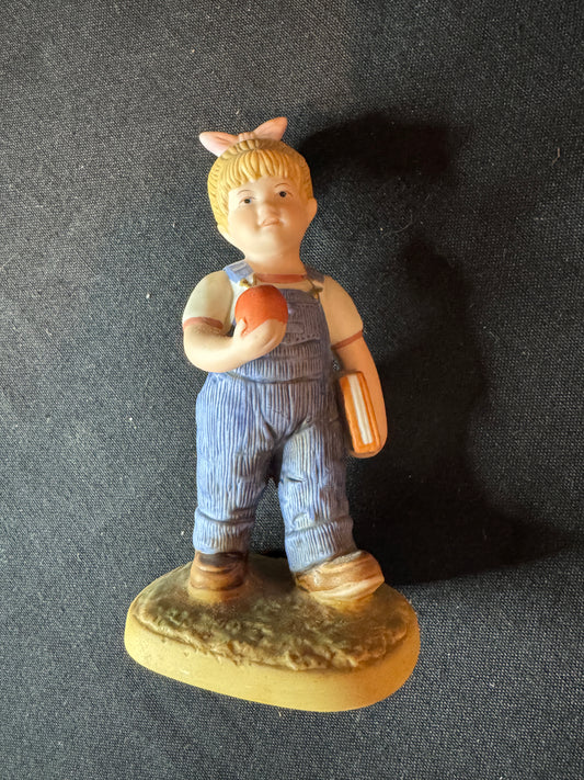 Homco Denim Days Home Interiors 1985 Girl with Apple 5.5" Tall