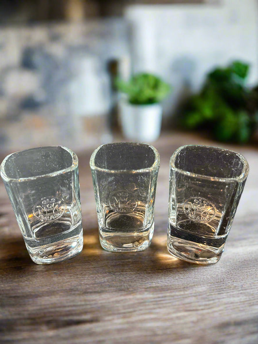 Set of Three (3) Old No. 7 Jack Daniels Brand Whiskey Shot Glasses 2.75" Tall