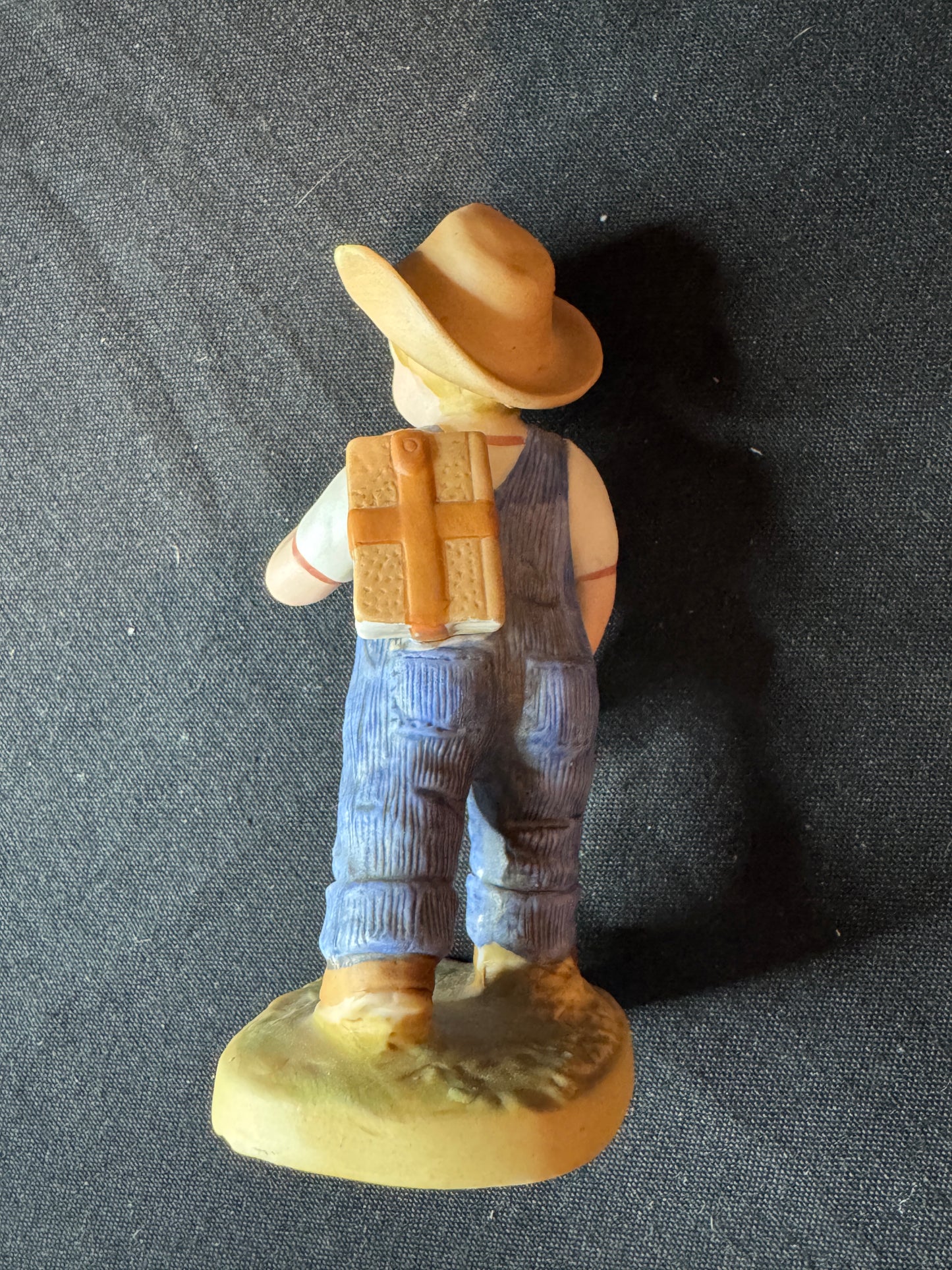 Homco Home Interiors Denim Days 1985 Boy with Books and Slingshot 5.5" Tall
