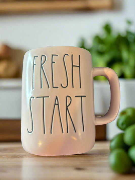 Rae Dunn Fresh Start Pink Large Coffee Mug Cup 4.75" Tall New