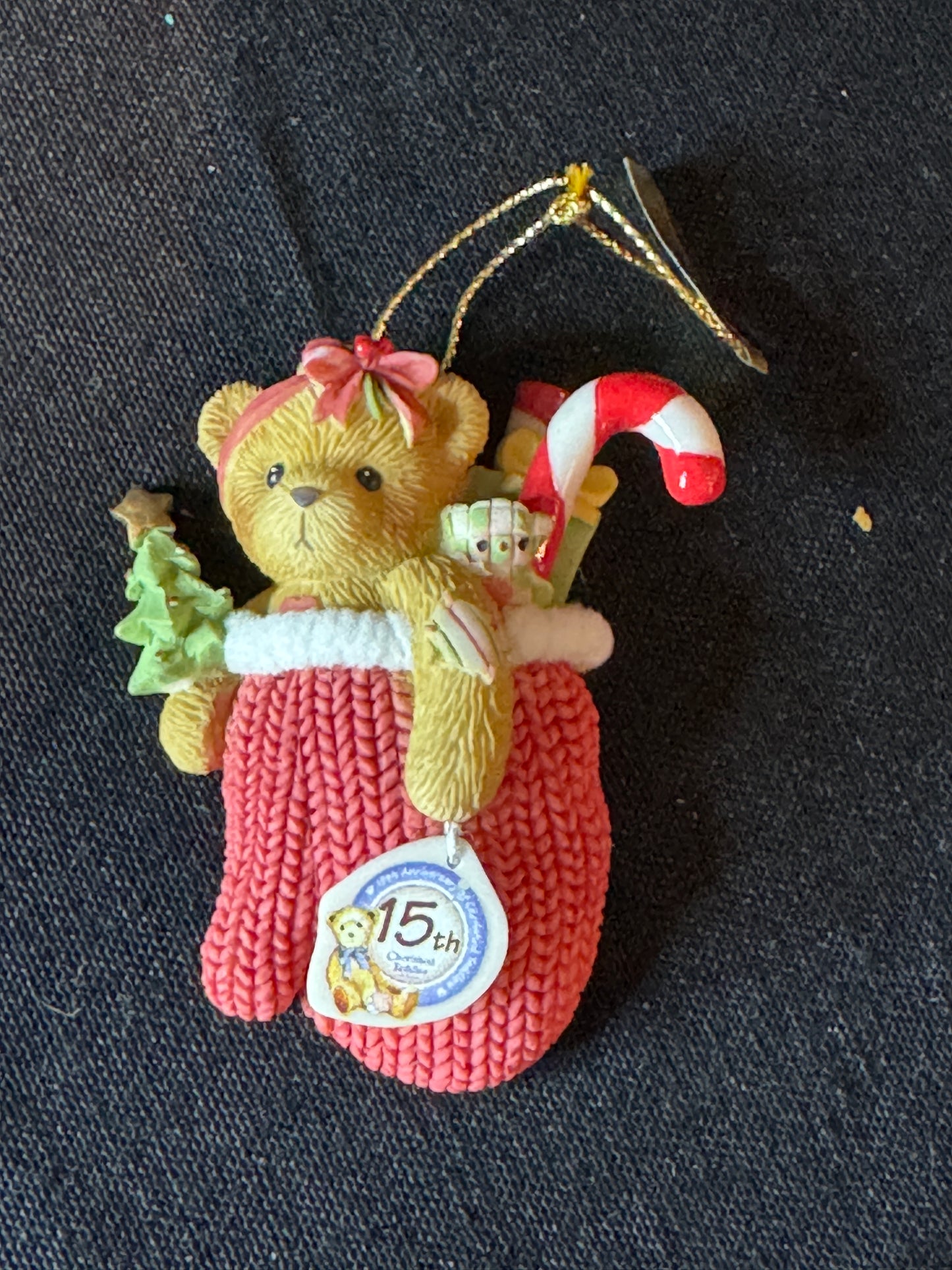 Cherished Teddies 15th Anniversary Christmas Ornament 4009301 Bear Mitten Avon