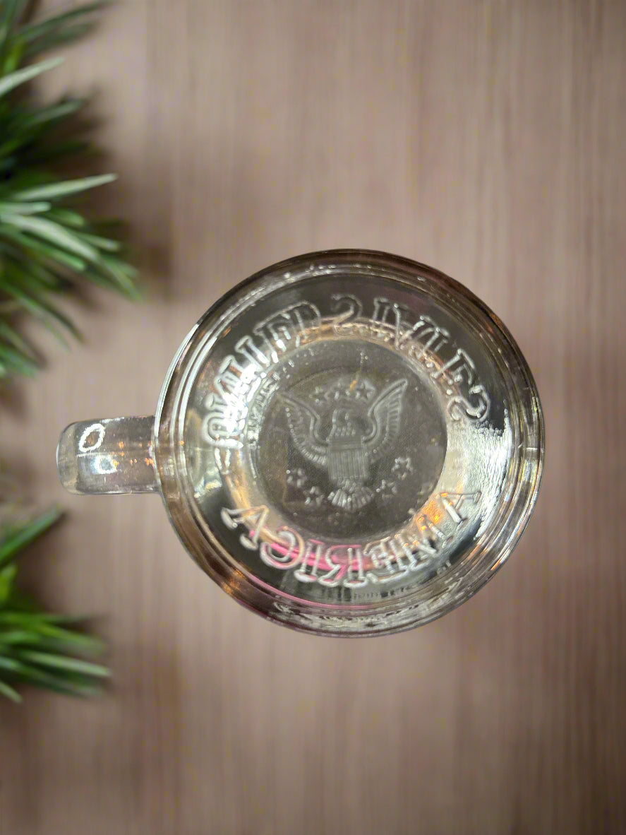 US Coast Guard Clear Etched Coffee Mug Cup Glass United States America In the Bottom