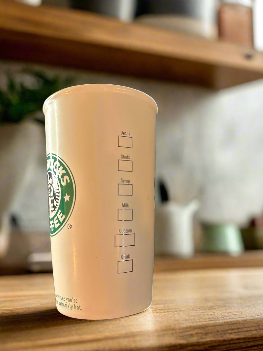 Starbucks 6" Tall White Coffee Mug Cup Green Siren Logo (2006)