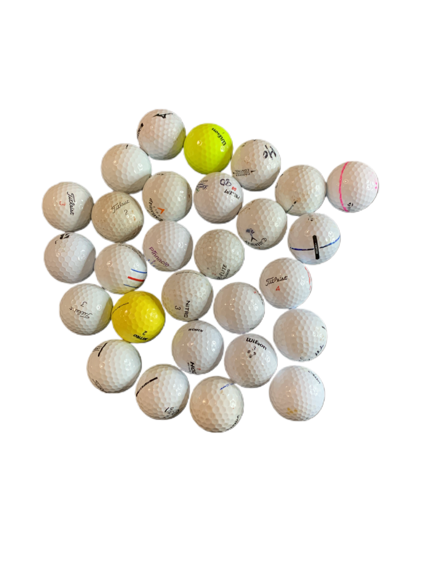 28 Used Golf Balls Variety of Brands