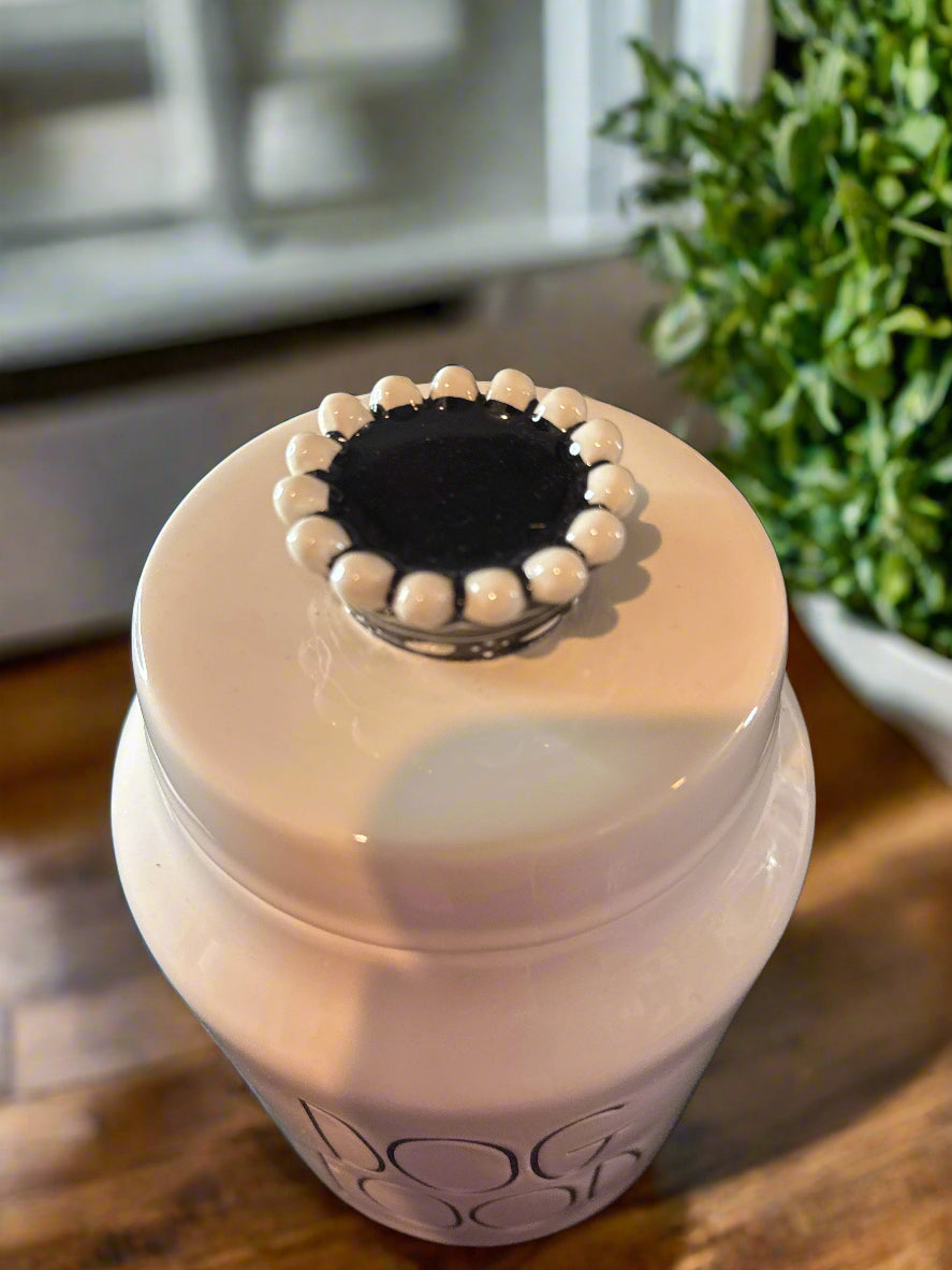 Rae Dunn Ceramic Dog Food Container 9.25" Tall With Lid Container For Dog Treats or Cookies