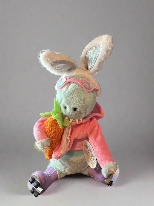 Plush Rabbit New With Weighted Ceramic Roller Skates Easter Bunny Decor