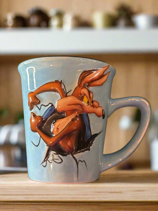 Vintage Looney Tunes Xpres 3D Wile E Coyote Thailand Mug 3.75" Tall