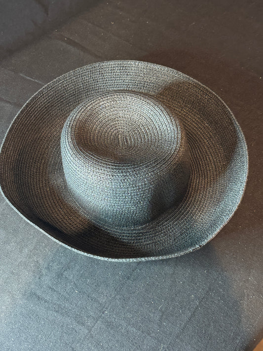 Vintage Betmar New York Black Straw Church Derby Hat Adult Size Clean