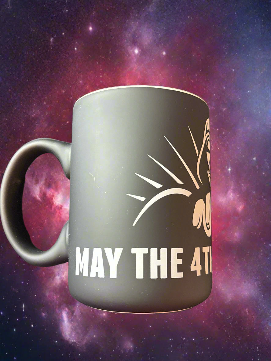 Star Wars May The 4th Be With You Black & White 16oz Coffee Mug Cup 4 5/8" Tall