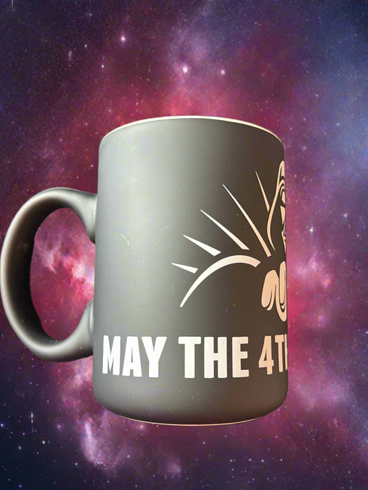 Star Wars May The 4th Be With You Black & White 16oz Coffee Mug Cup 4 5/8" Tall