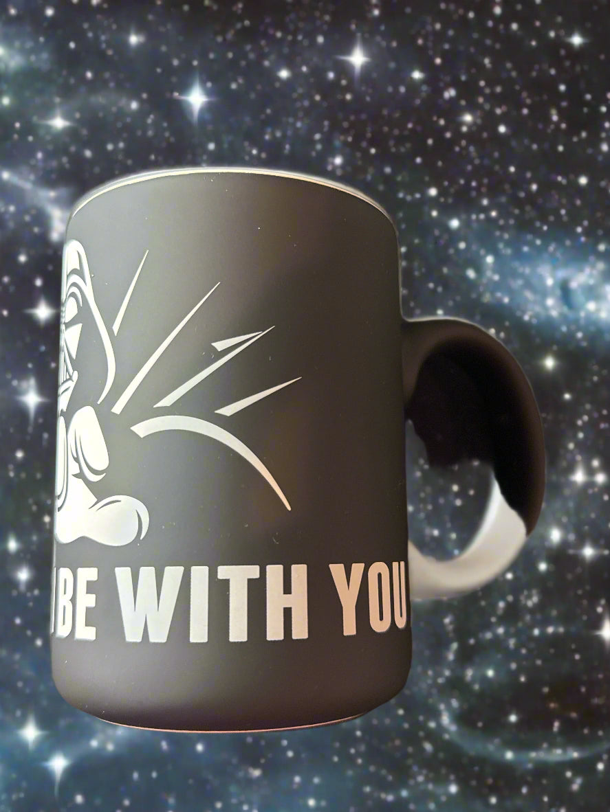 Star Wars May The 4th Be With You Black & White 16oz Coffee Mug Cup 4 5/8" Tall