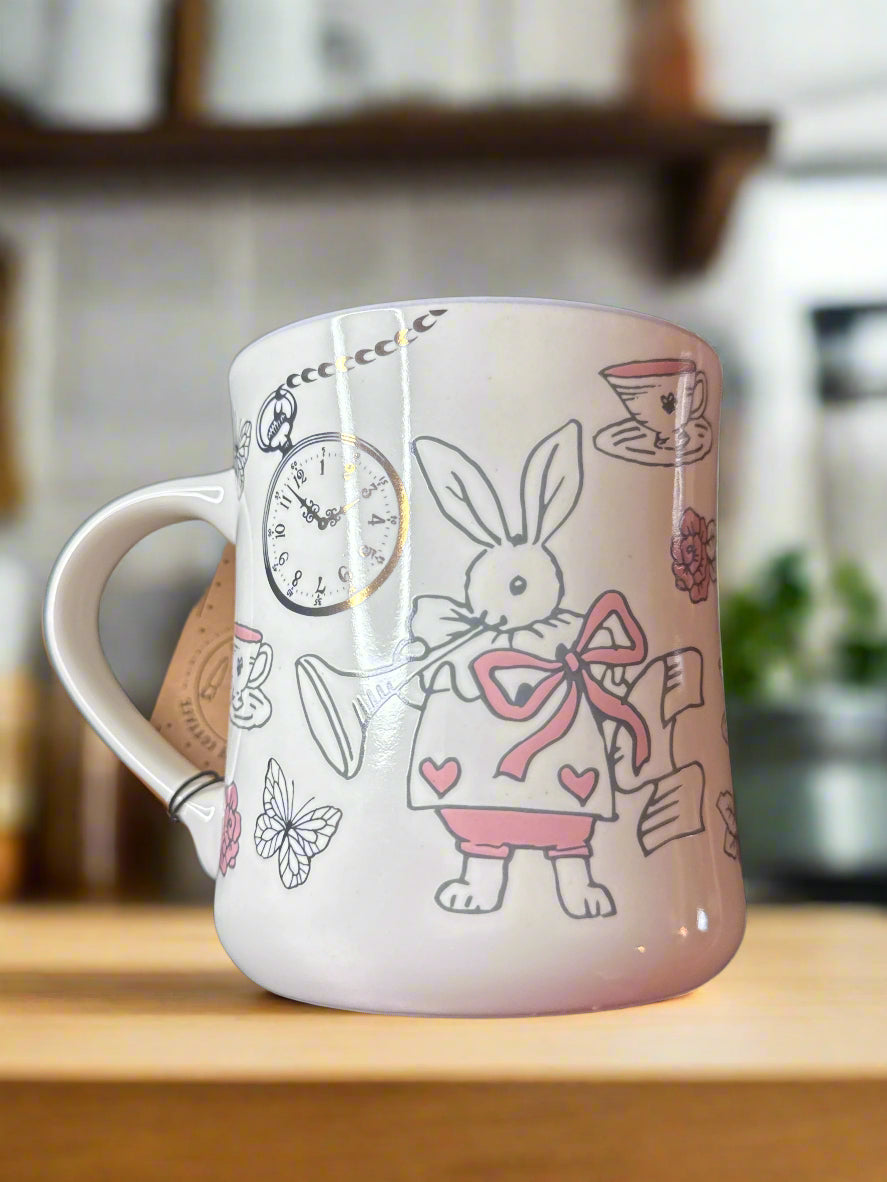 Carrot Patch Cottage Large Easter Rabbit Coffee Cup Mug White/Pink 4 5/8" Tall New with Tags