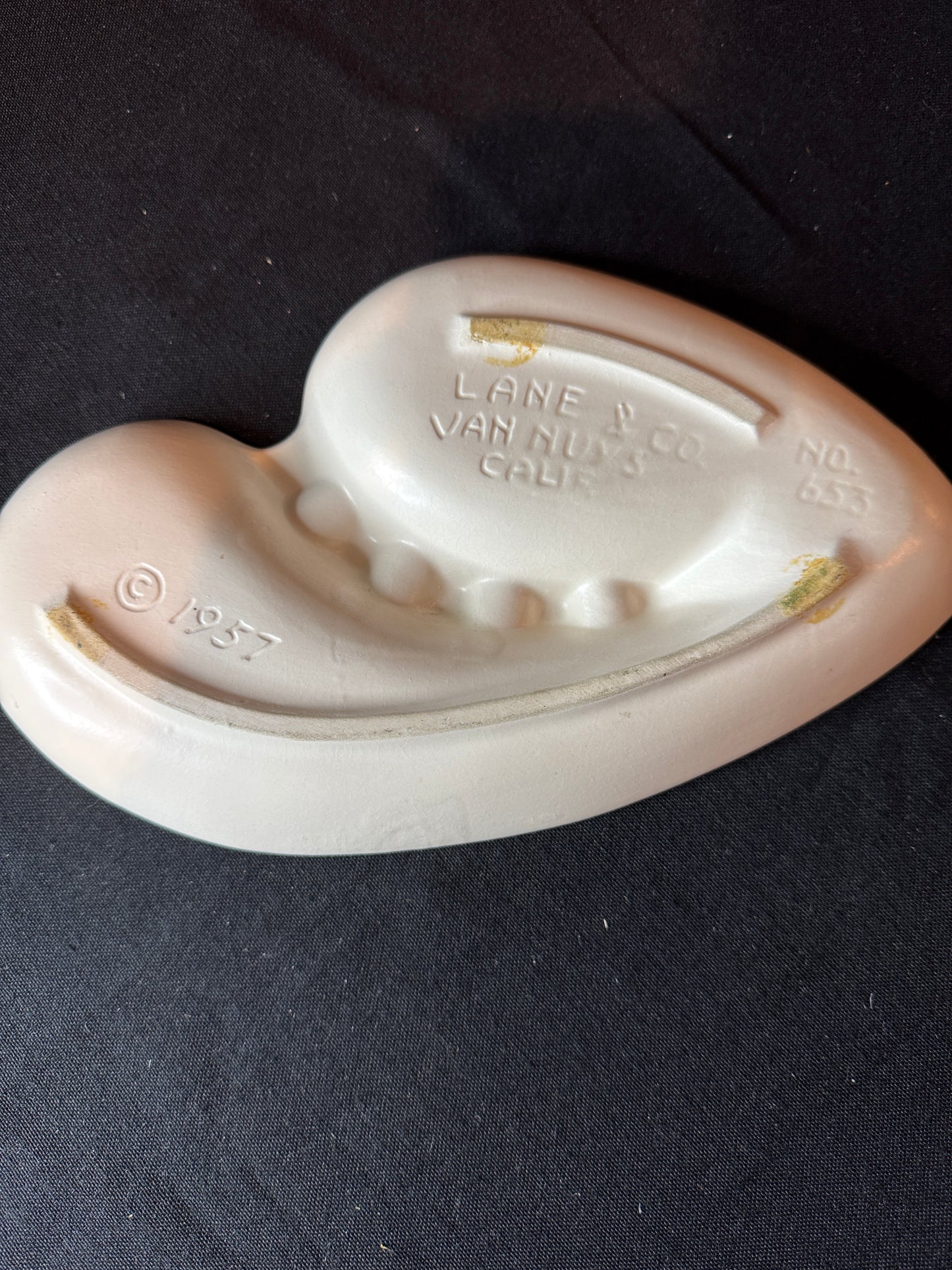 Vintage Pair of 1957 Lane and Co Art Deco Abstract Ashtrays Van Nuys CA No. 653 & 657