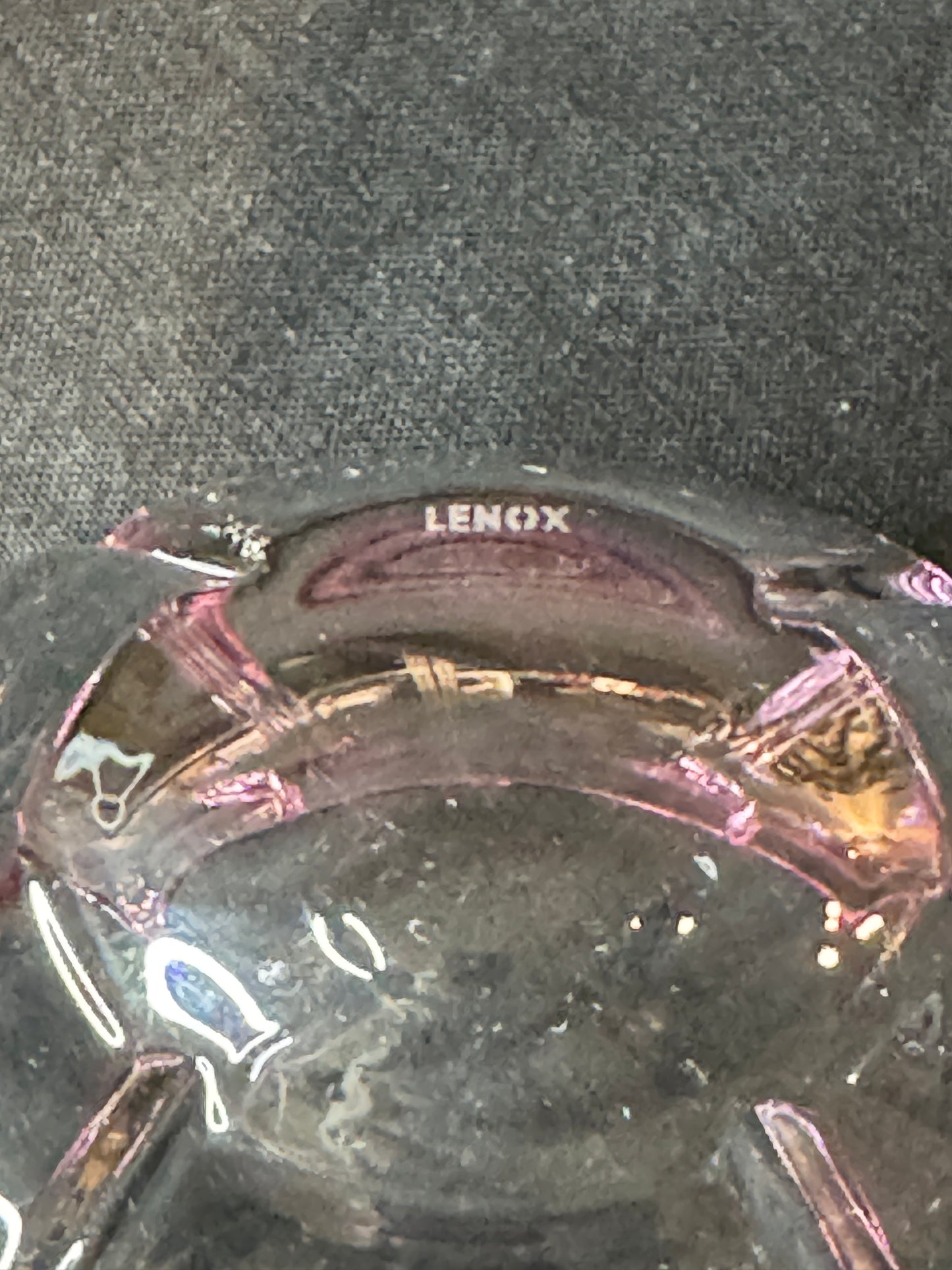 Lenox "Gift of Knowledge" Pink Tinted Full Lead Crystal Oval Candy Bowl Vintage 6.75" x 4.5"