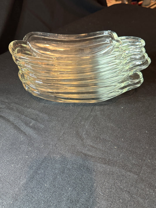 Vintage Heavy Clear Glass Banana Split Ice Cream Serving Dishes Set of 6