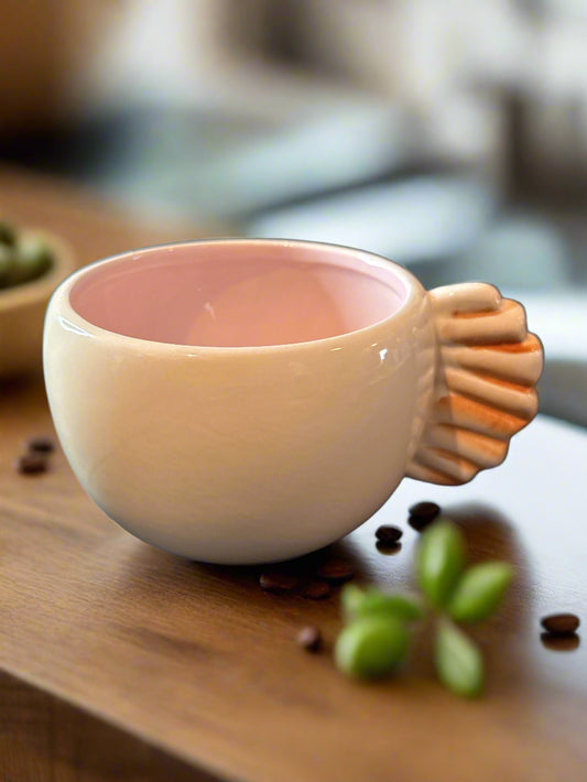 Fish Tail Coffee Cup Mug 18oz Pink Interior One Design Home The Ardon Collection 3.25" Tall