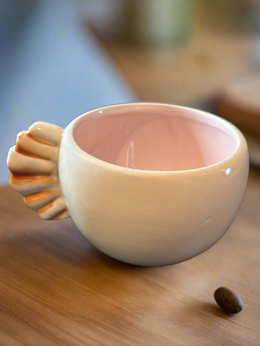 Fish Tail Coffee Cup Mug 18oz Pink Interior One Design Home The Ardon Collection 3.25" Tall