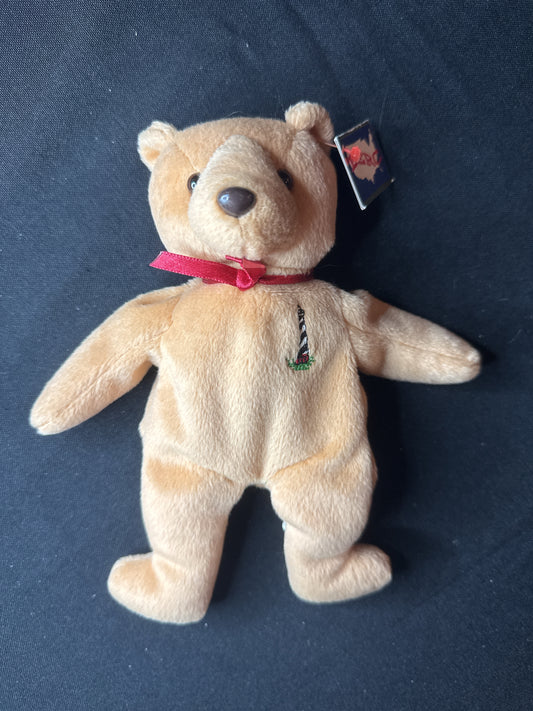The Coastal Cubs HATTI Lighthouse Bear Beanie Plush Cape Hatteras LERC Tan 8" Tall